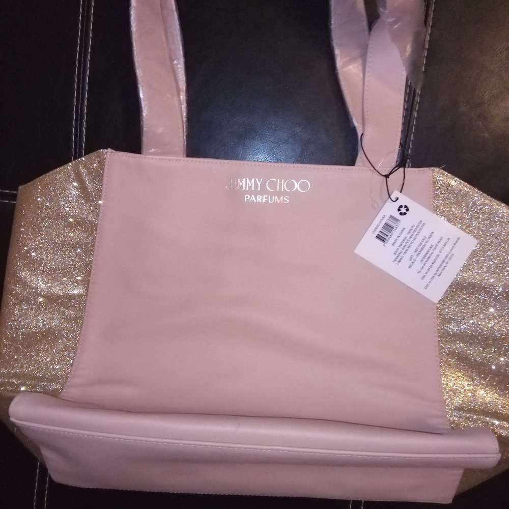 Jimmy Choo Blush Pink and Glitter Gold Tote